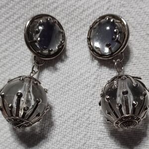 Elegant Silver  Clear Drop Clip Earrings